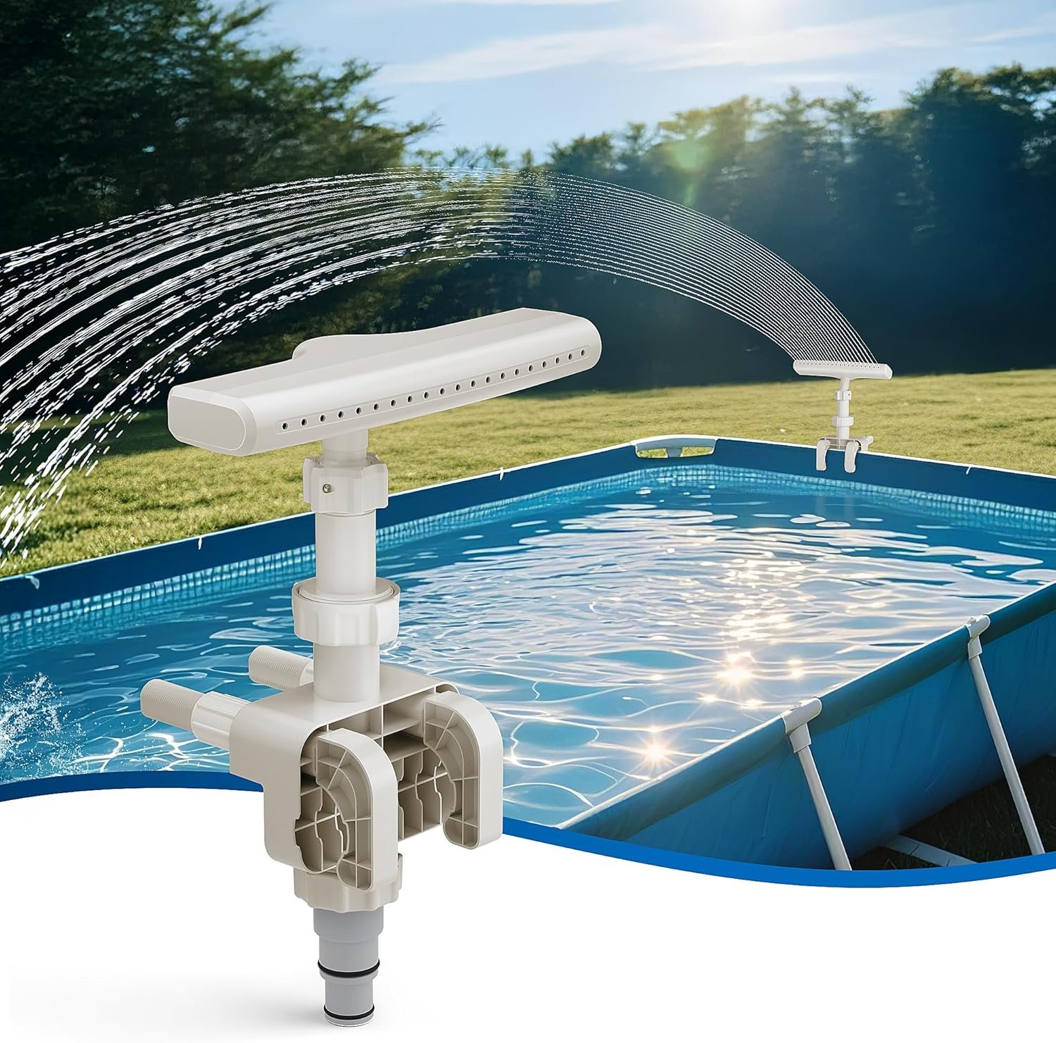 Pool Fountain for Above Ground Pools, Pool Sprinkler Upgraded 360° Adjustable Spray, Pool Water Fountain Swimming Accessories, Cooling & Relaxation