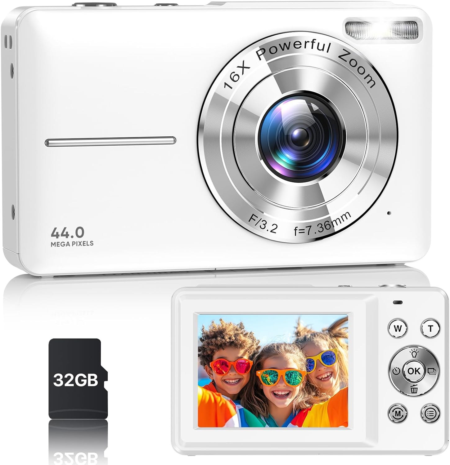 Digital Camera, Latest FHD 1080P Digital Camera for Teens with SD Card Anti Shake Point and Shoot Cameras Portable 16X Zoom Compact Small Cameras for Kids Boys Girls Seniors with Wrist Strap