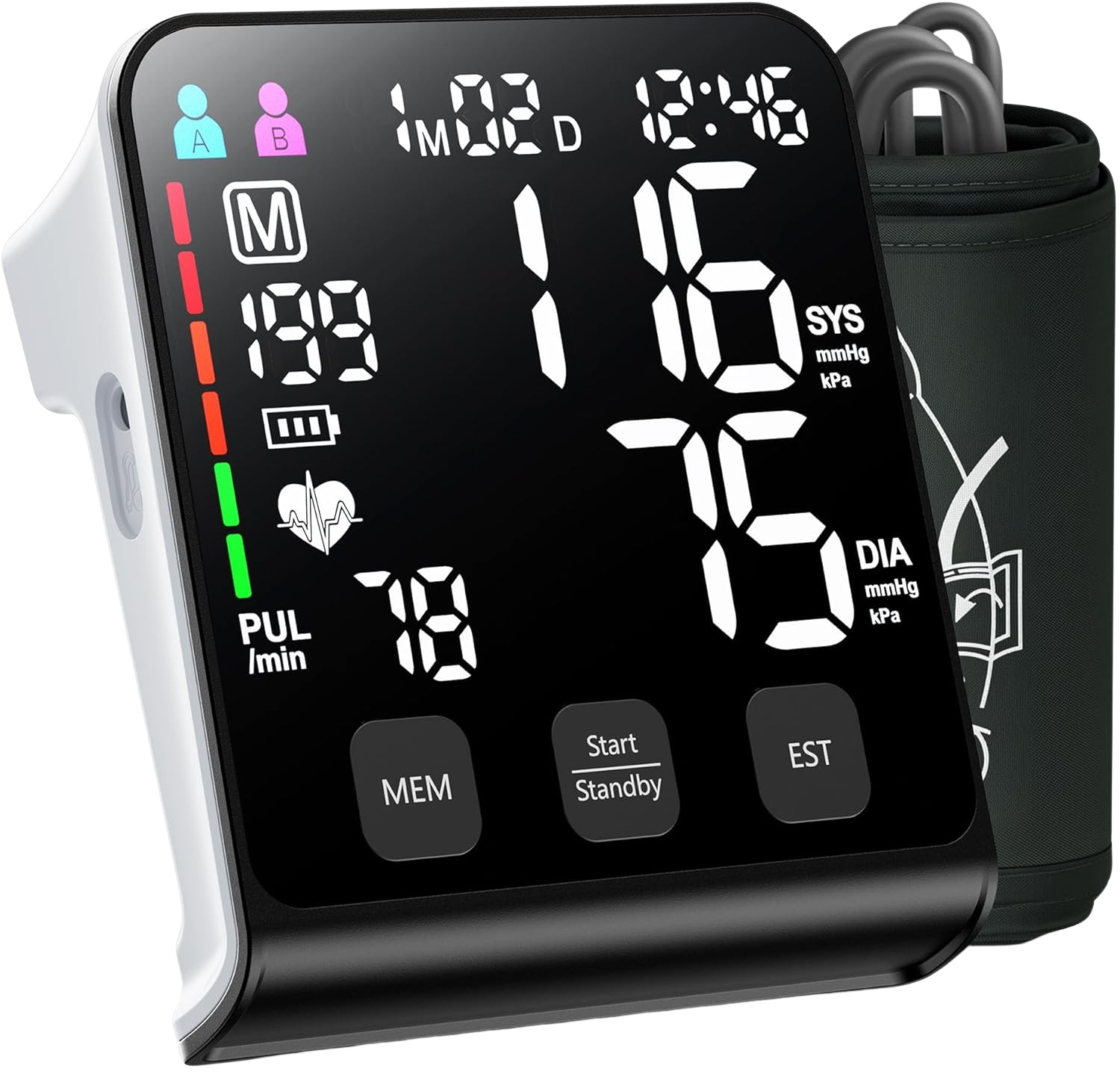 FDA-Cleared Blood Pressure Monitor, FSA&HSA Eligible Home & Travel BP Machine, Adjustable Wide-Range Cuff for Seniors & Pregnancy, Stores Previous Readings, Accurate Daily Health Tracking