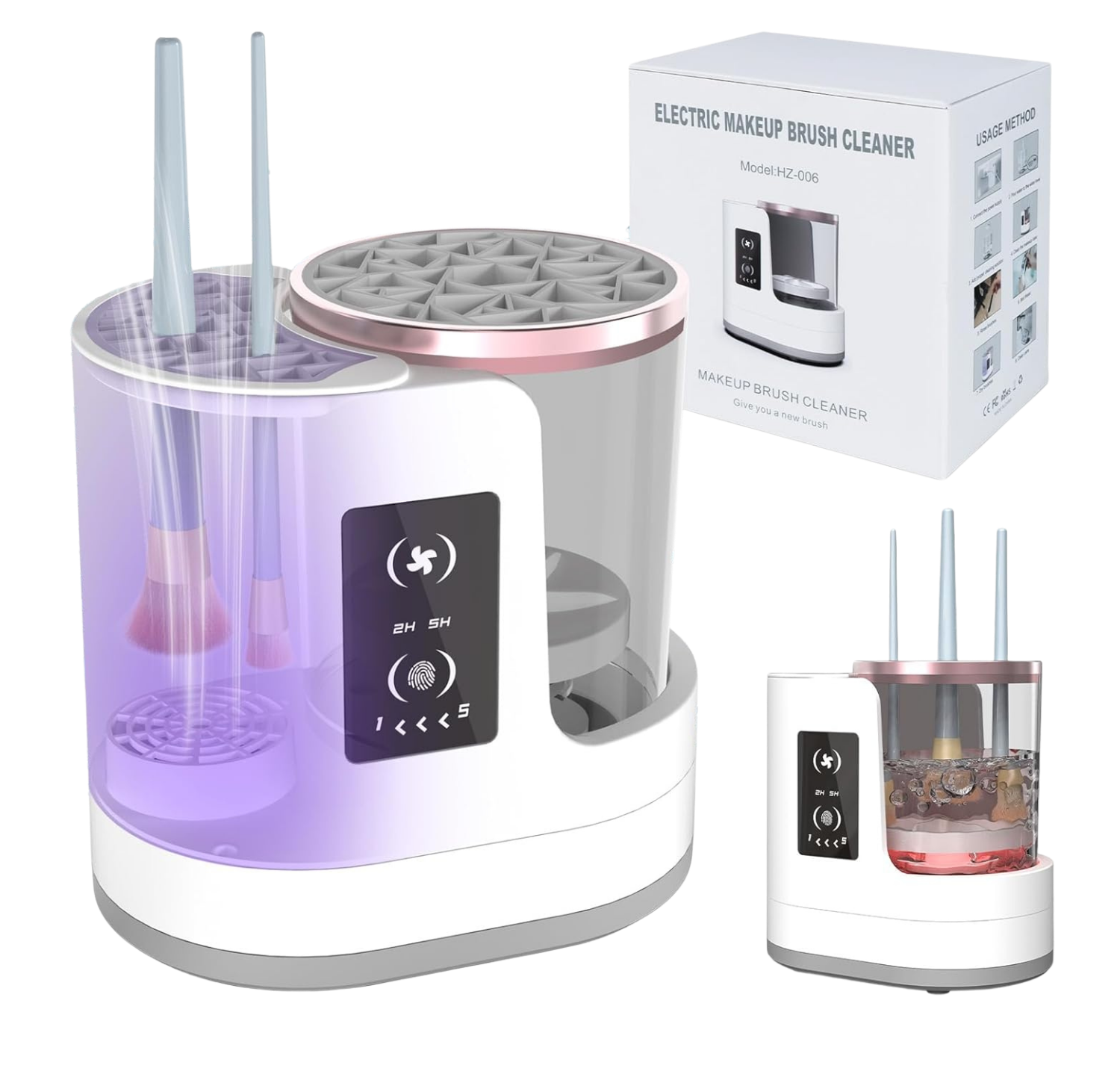 Electric Makeup Brush Cleaner Machine With Makeup Brush Dryer-Holder-Portable Automatic USB Cosmetic Brushes Cleaner Tool for All Size Beauty Makeup Brush Set,Eyeshadow, Blush Brush