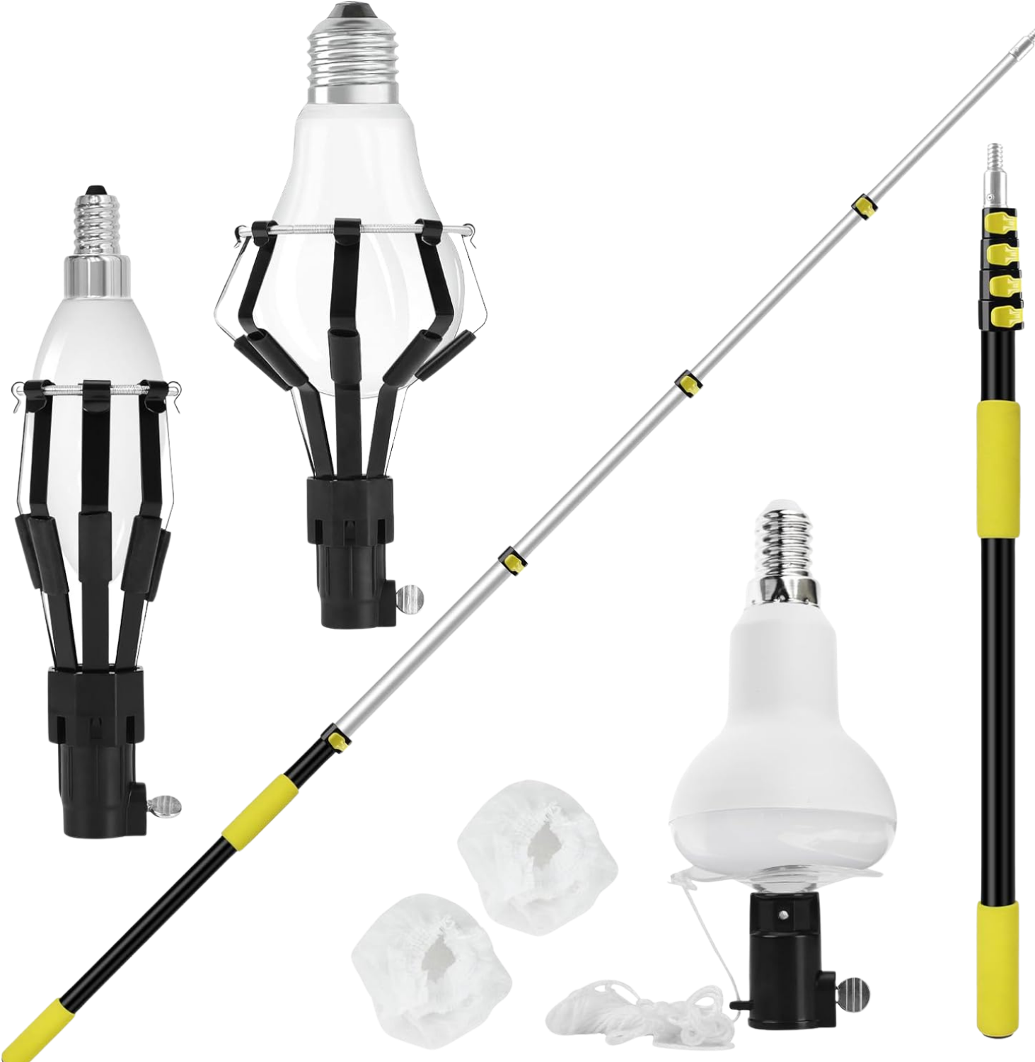 Light Bulb Changer, 3PCS Light Bulb Changer for high Ceilings, Telescopic Light Bulb Changers with Easy Flip-Tab Lock, Bulbs Changer Tools for Recessed Lights and Standard Bulbs/10