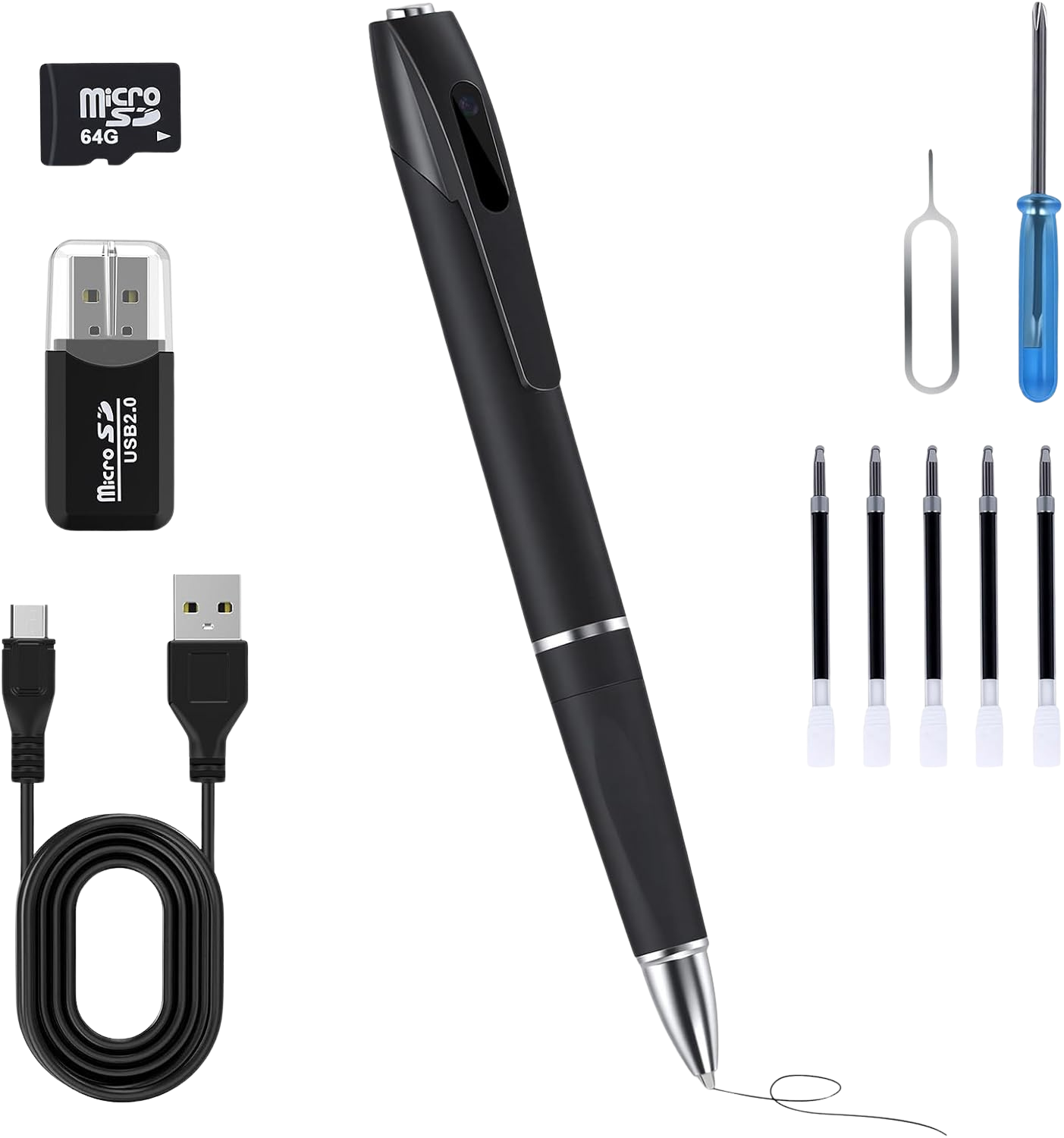 1080P Full HD Hidden Camera Pen, Mini Body Camera for Home & Nanny Use, Long Battery Life, Easy One-Button Operation