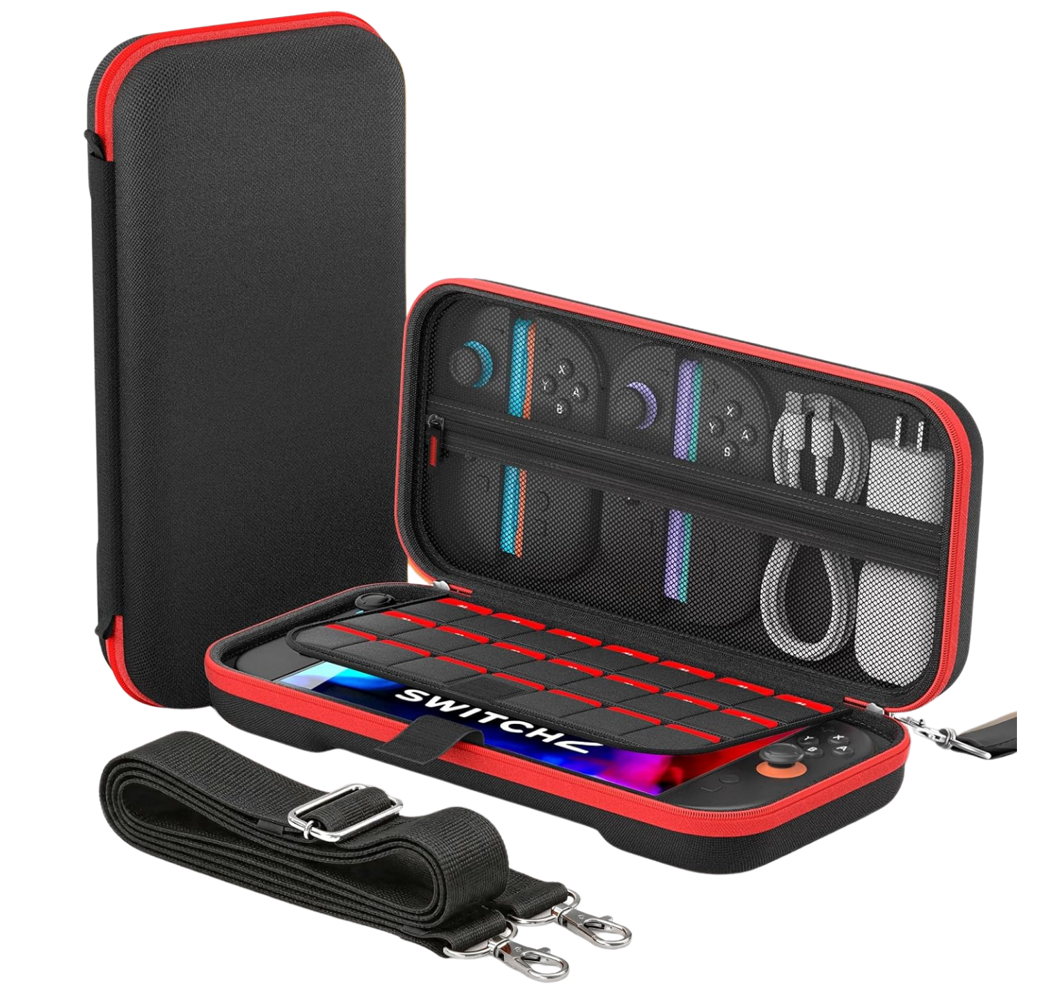 COOLSTONE Nintendo Switch 2 Case,20 Game Card Slots & Adjustable Shoulder Strap,Hard Shell Soft Crystal Velvet Interior Switch 2 Carrying Case,Scratch-proof & Shockproof Portable Travel Storage Bag