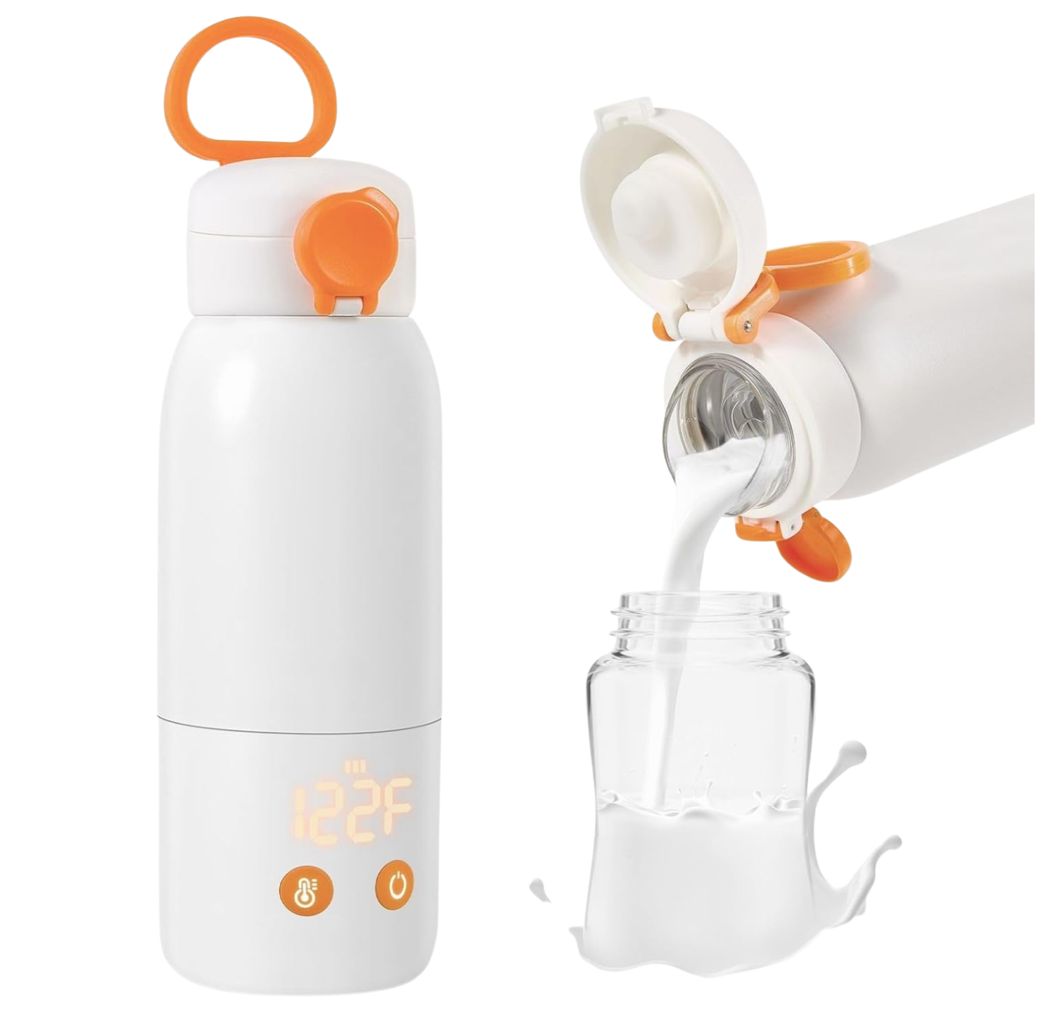 Portable Bottle Warmer for Travel, 12oz Large Capacity Fast Heating, 4 Levels Precise Temperature Control, Long Battery Life, Rechargeable Formula Water Milk Warmer for Car, Airplane & Outdoor Use